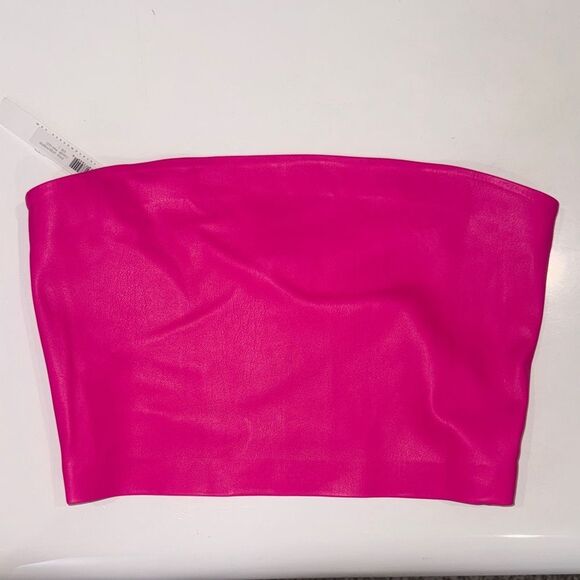 NWT Susana Monaco Faux Leather Cropped Tube Top Link Glow Large - Picture 2 of 10